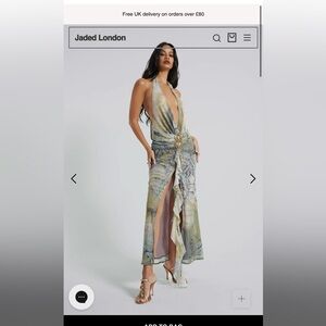 Jaded London Cindy Plunge Maxi Dress In Green